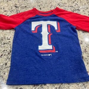 Texas Rangers blue with red long sleeve t shirt 18/24 months NWOT